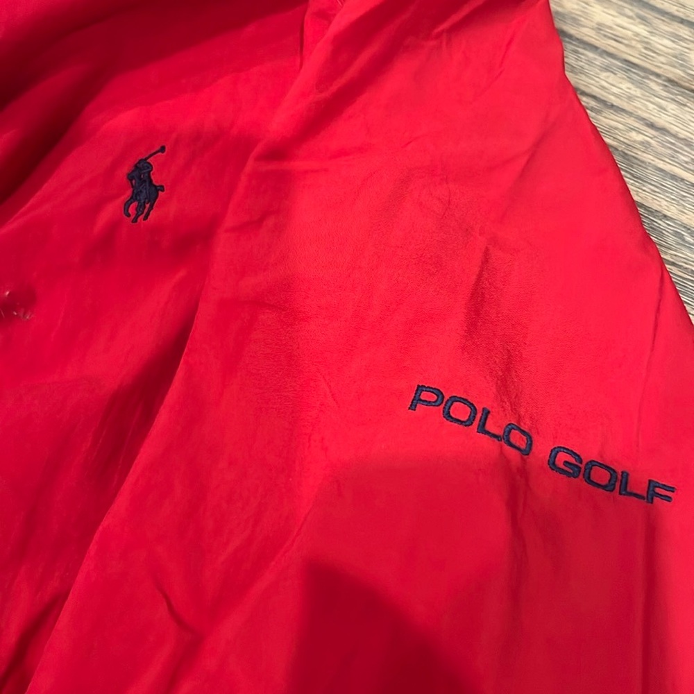 Polo Crew Neck Pullover - Medium- Red with Navy Logo and Polo Golf Stitching